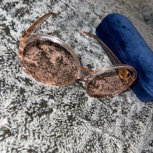 Clear pink GUCCI oversized round sunglasses
